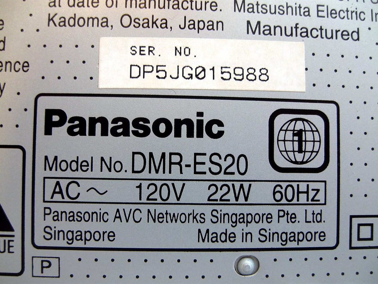 Panasonic DMR-ES20S Silver DVD Recorder