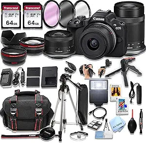 Canon R50 Mirrorless Camera 18-45mm & 55-210mm Lens Bundle