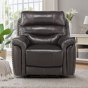 Lexicon 194840134329 Lazarus Leather Power Recliner Brown — main product image