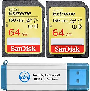 SanDisk Extreme 64GB SD Card 2-Pack 4K Ready