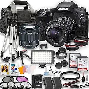 Canon 90D DSLR Camera 18-55mm Lens Bundle