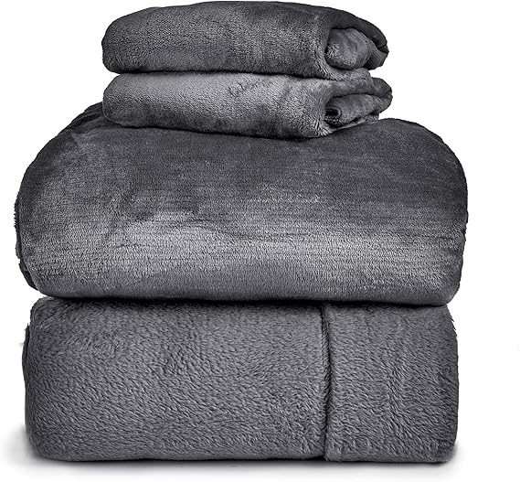Spyder 194382108161 Plush Warm Fleece Twin Sheet Set - Dark Gray — main product image
