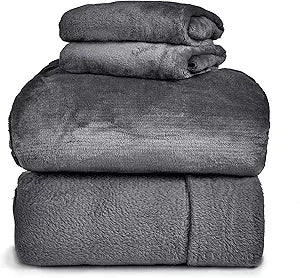 Spyder 194382108161 Plush Fleece Sheets Set Twin Gray — main product image