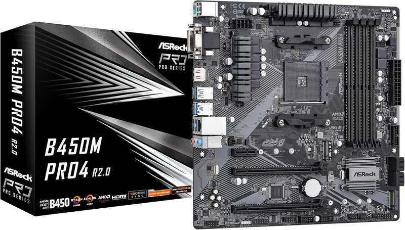 ASRock B450M PRO4 R2.0 AMD Motherboard AM4 Micro ATX — main product image