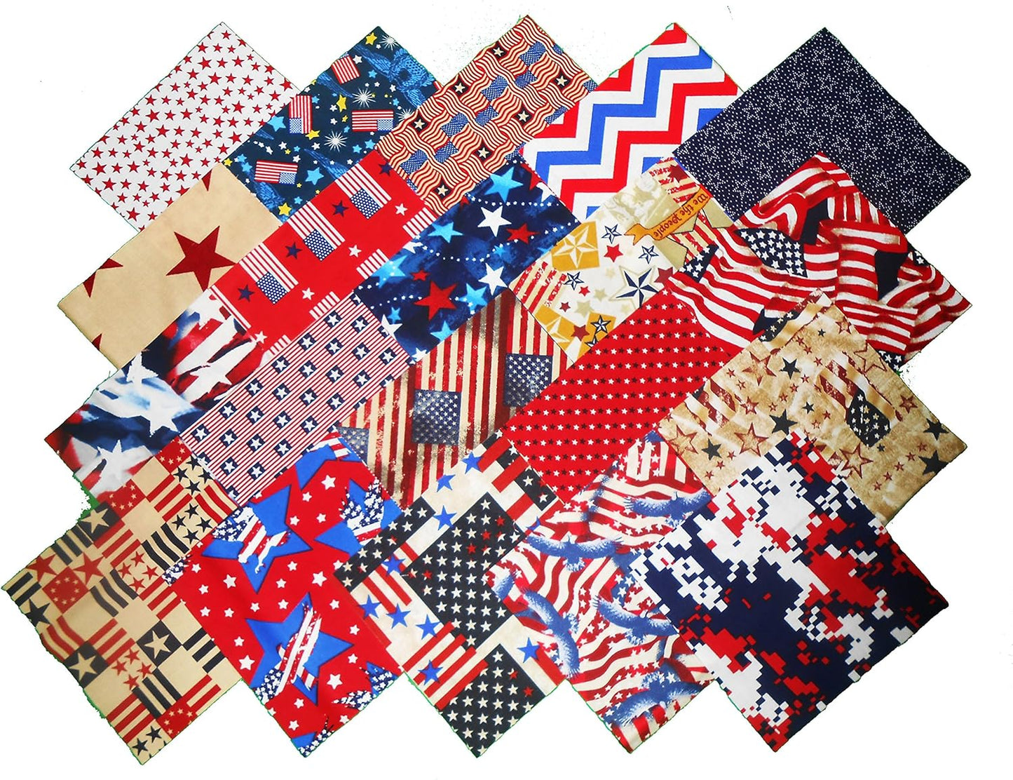 MDG 10" Layer Cake Quilt Fabric Squares - 20 Patriotic Prints