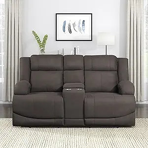 Lexicon 194840178675 Landwood Power Reclining Loveseat Chocolate