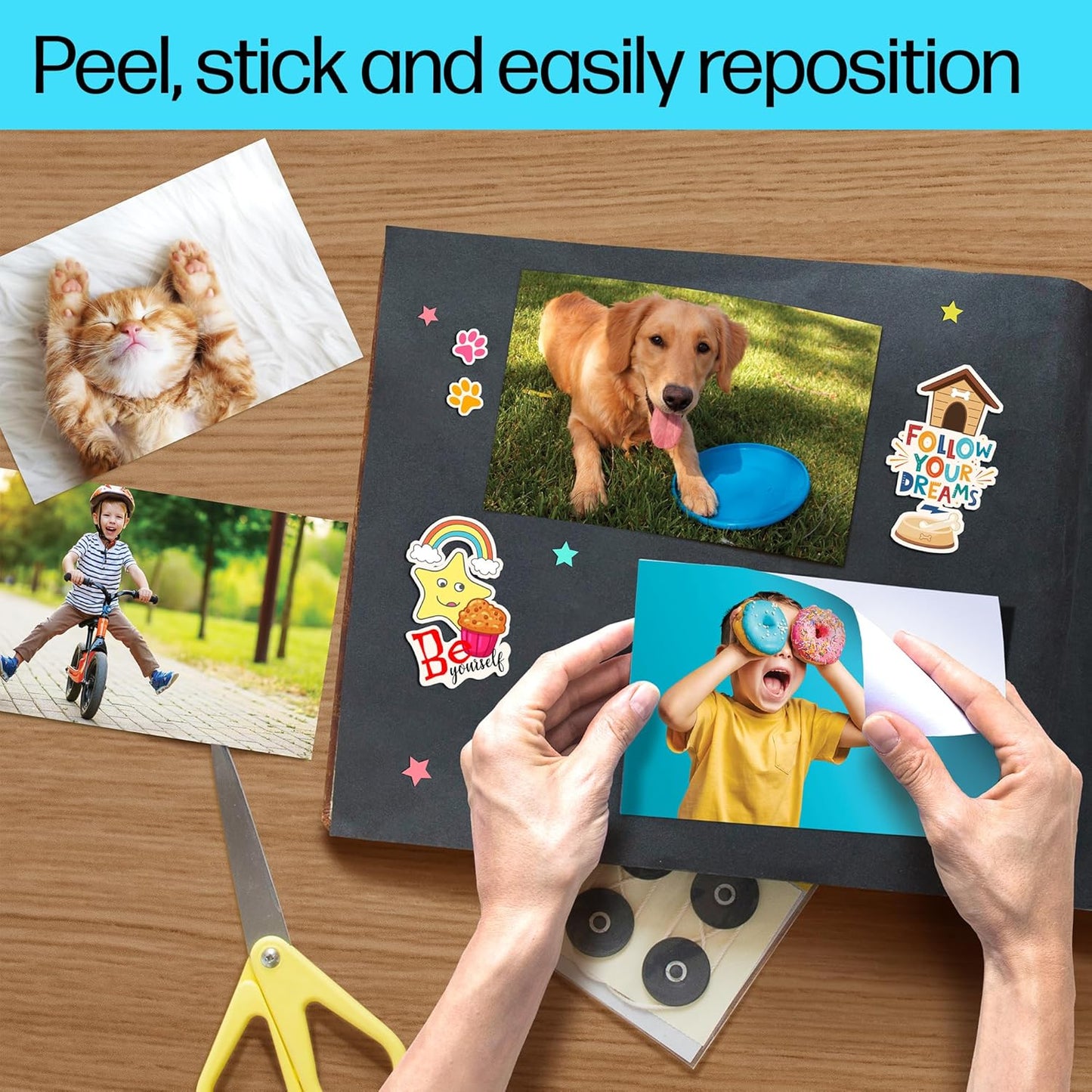 HP 8L1U8A 4x6 Picture Stickers Matte Self-Adhesive 25 Sheets