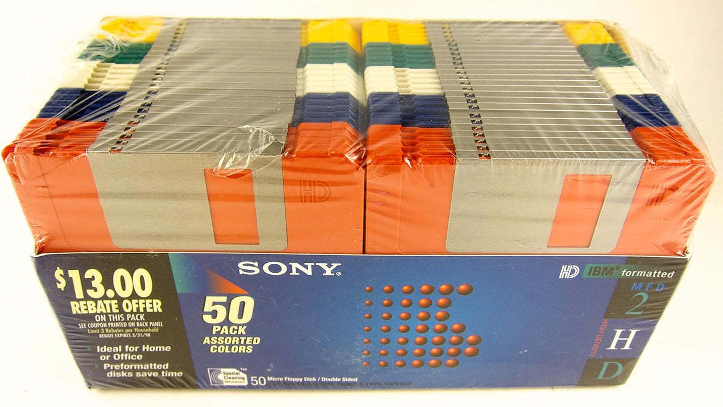 Sony LYSB00XIEF6XG 3.5" Floppy Disks MFD-2HD 50-Pack