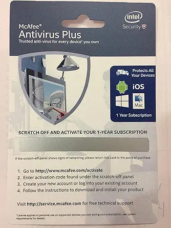 Intel BKCMAV1YRENG McAfee Anti-Virus 1 Year Activation Card — main product image