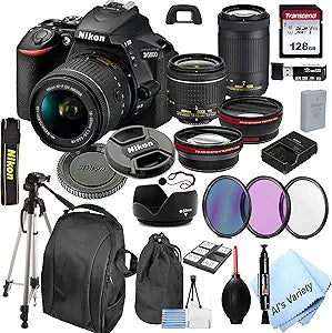 Nikon D5600 DSLR Camera Bundle - 18-55mm & 70-300mm Lens - Renewed