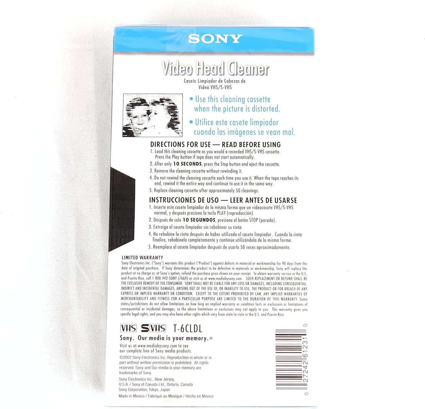 Sony T-6CLDL VHS / S-VHS Video Head Cleaner