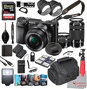 Sony ILCE6000Y/B a6000 Mirrorless Camera Lens Bundle