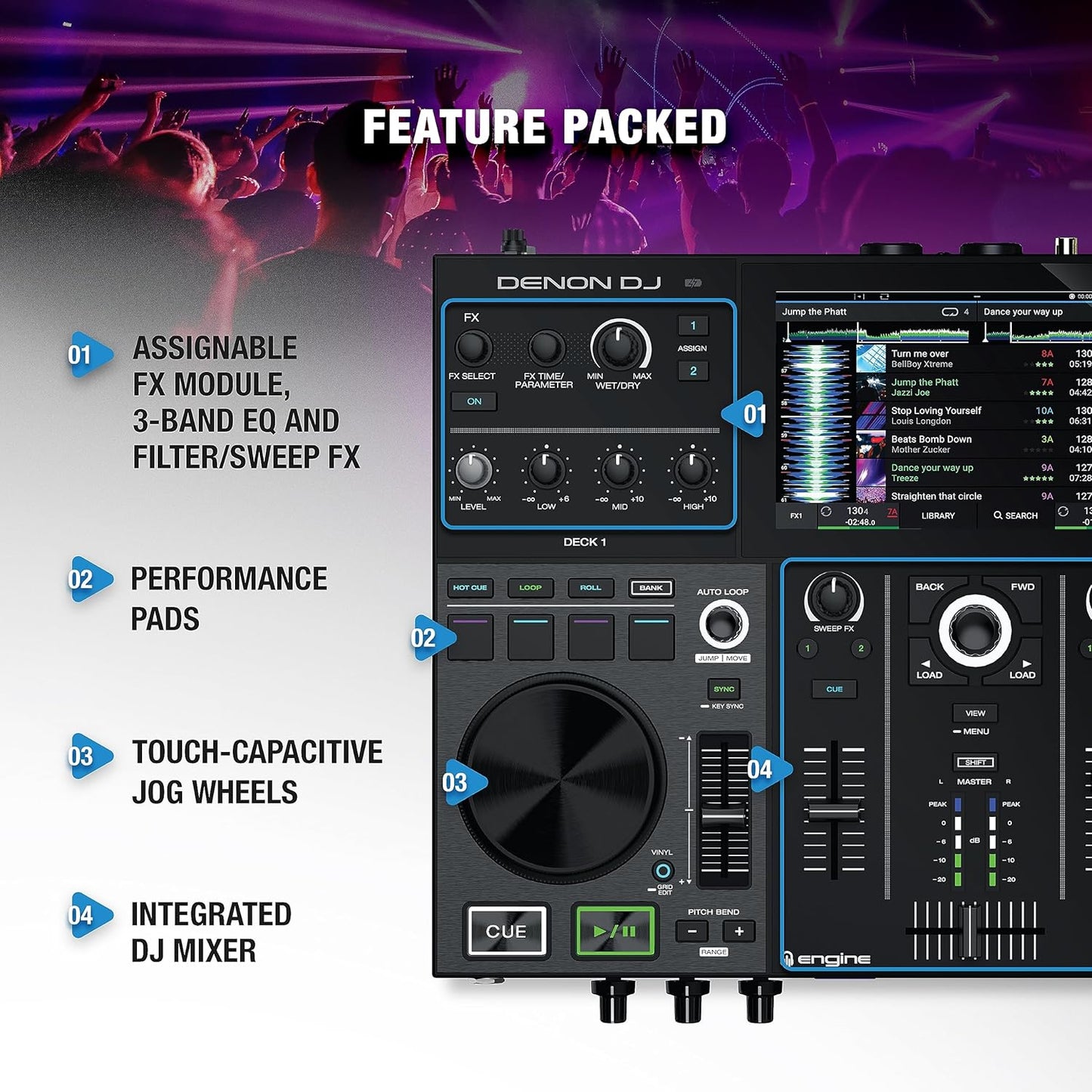Denon DJ PRIMEGO Portable DJ Controller Mixer WIFI Streaming