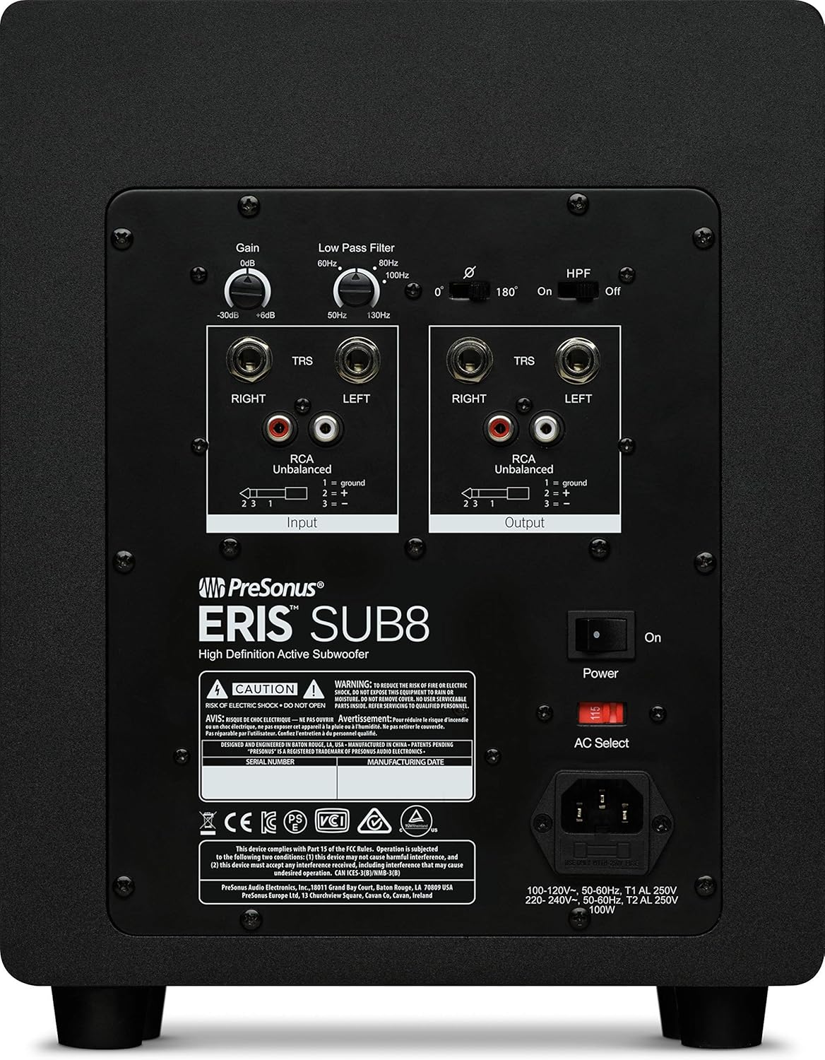 PreSonus Eris Sub 8 Compact Studio Subwoofer Renewed