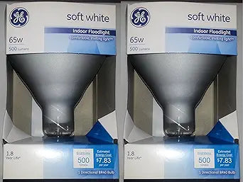 GE Br40-65w-2Pack 65 Watt Soft White Floodlight Bulbs