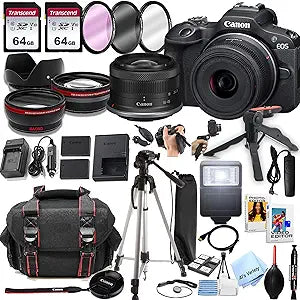 Canon R100 Mirrorless Camera 18-45mm Lens Bundle