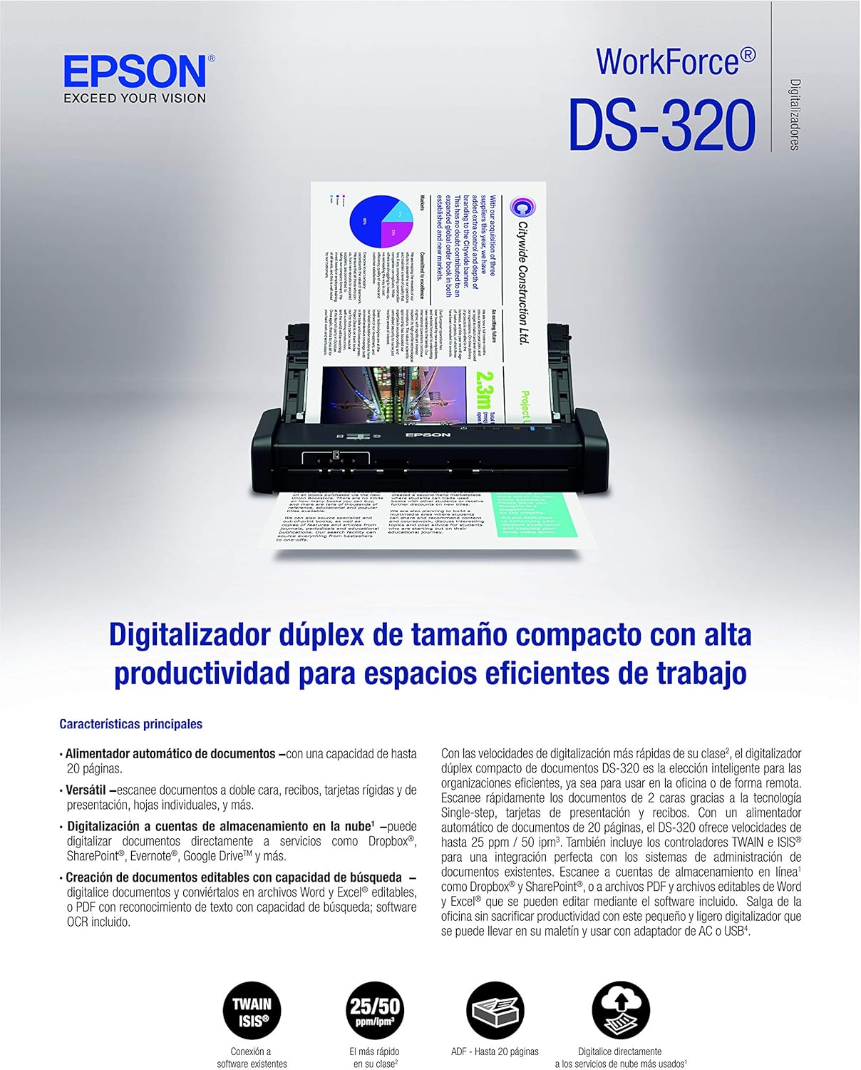 Epson B11B243201 DS-320 Mobile Scanner ADF