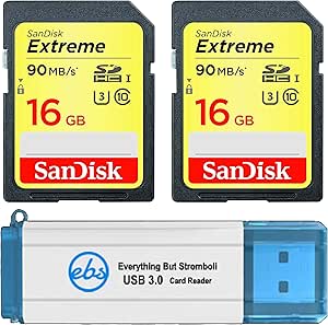 SanDisk 16GB_SD_Extreme_x2_R3 SD Card 2-Pack: 4K HD Memory