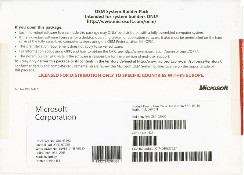 Microsoft GFC-02050 Windows 7 Home Premium 64-bit — main product image