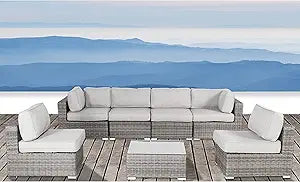 Misc 7-Piece Wicker Conversation Set - Outdoor Patio Furniture