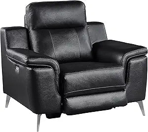 Lexicon 194840129684 Ezra Genuine Leather Power Recliner - Black — main product image