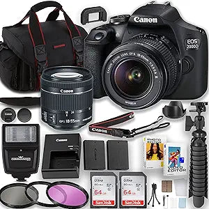 Canon EOS Rebel T7 DSLR 18-55mm Lens Bundle