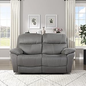 Lexicon Lapointe Power Reclining Loveseat Gray Microfiber
