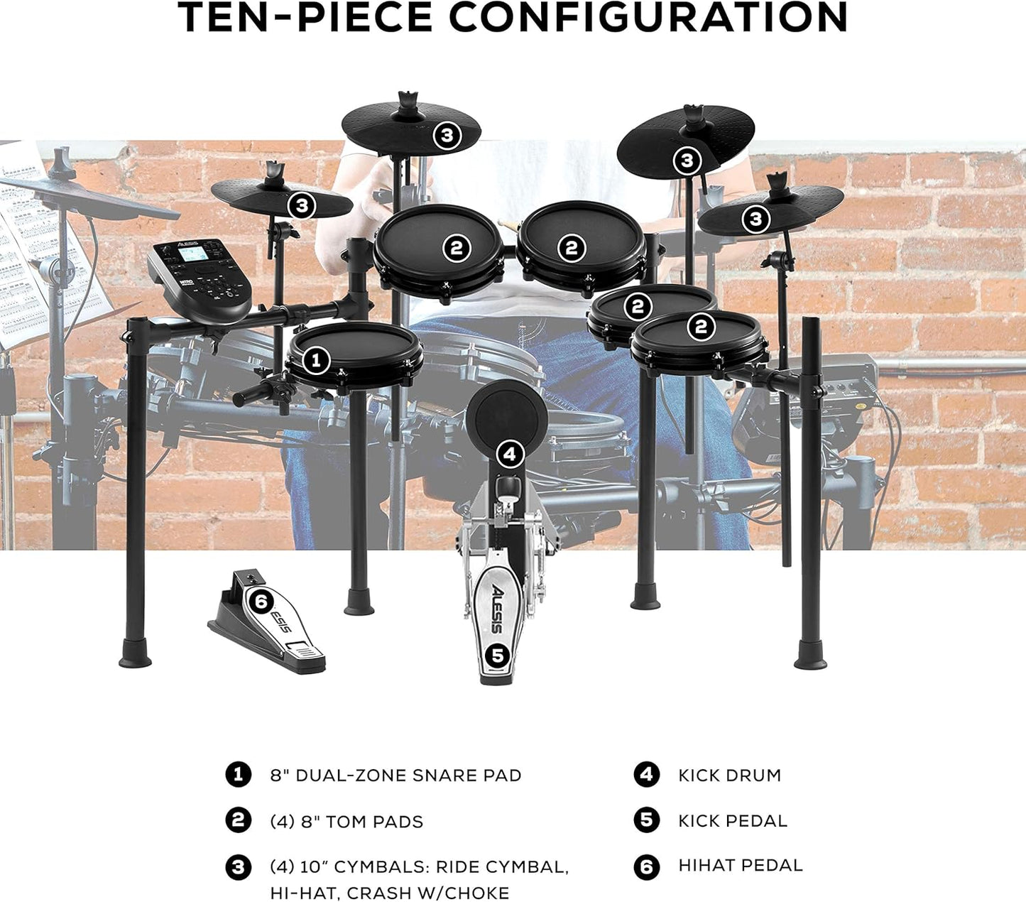 Alesis 9905a0f5 Nitro Mesh Kit Electronic Drum Set