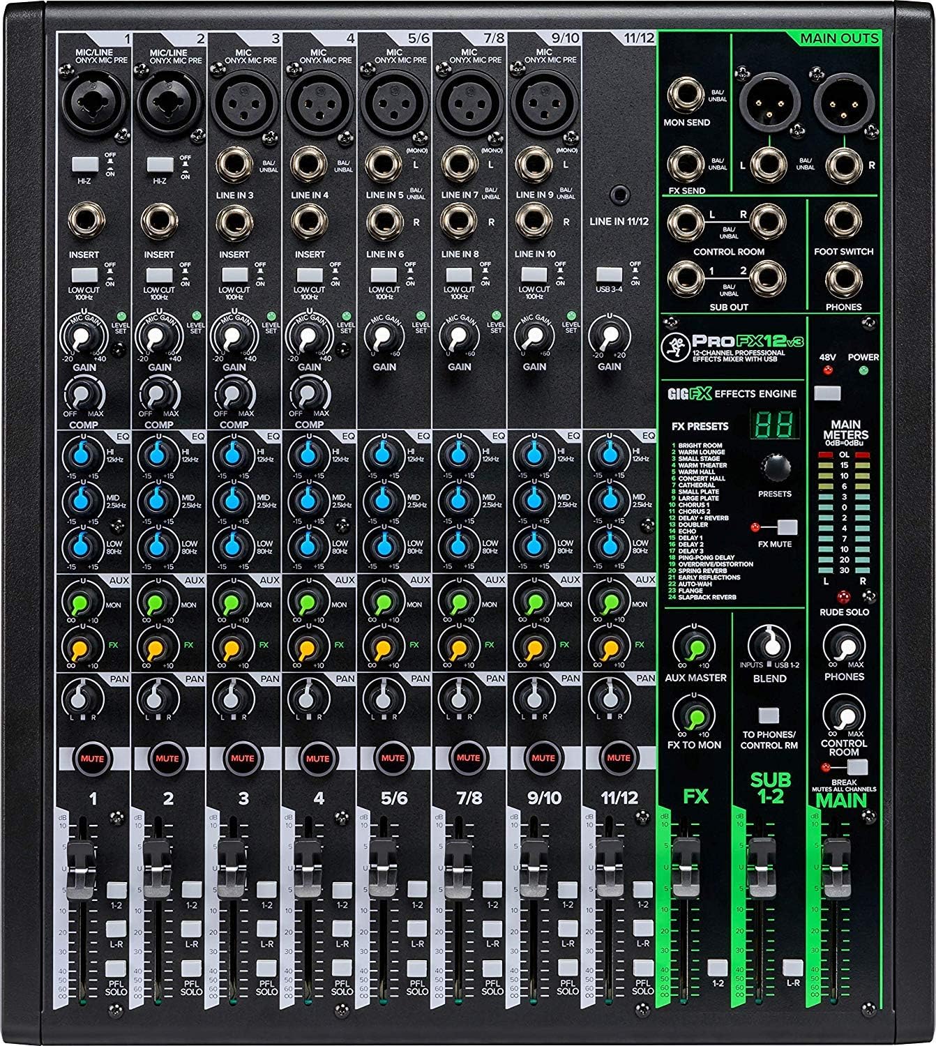 Mackie PROFX12V3 Audio Mixer with Headphone and XLR Cables