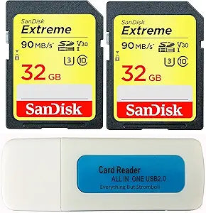SanDisk 32G_SD_Extreme_X2 4K SDHC Memory Card Bundle