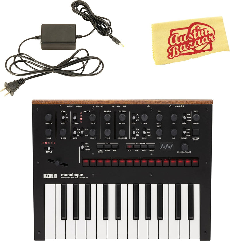 Korg MONOLOGUEBK Monophonic Synth Bundle: Black + Accessories — main product image