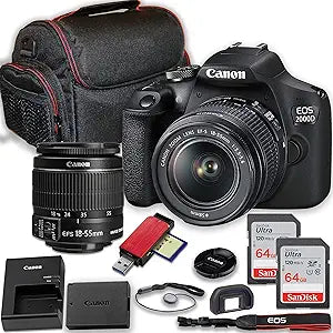 Canon 2000D Rebel T7 DSLR Camera 18-55mm Bundle