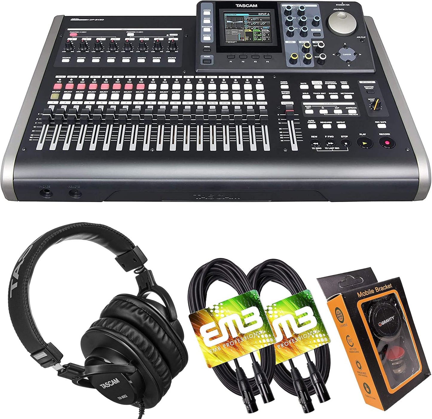 Tascam DP24SD+HP+XLR+M Digital Portastudio Recording Bundle
