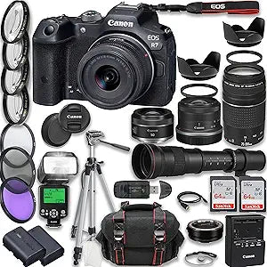 Canon 4147C002 EOS R7 Mirrorless Camera Lens Bundle