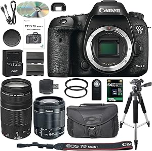 Canon EOS 7D Mark II DSLR Camera 18-55mm 75-300mm Bundle