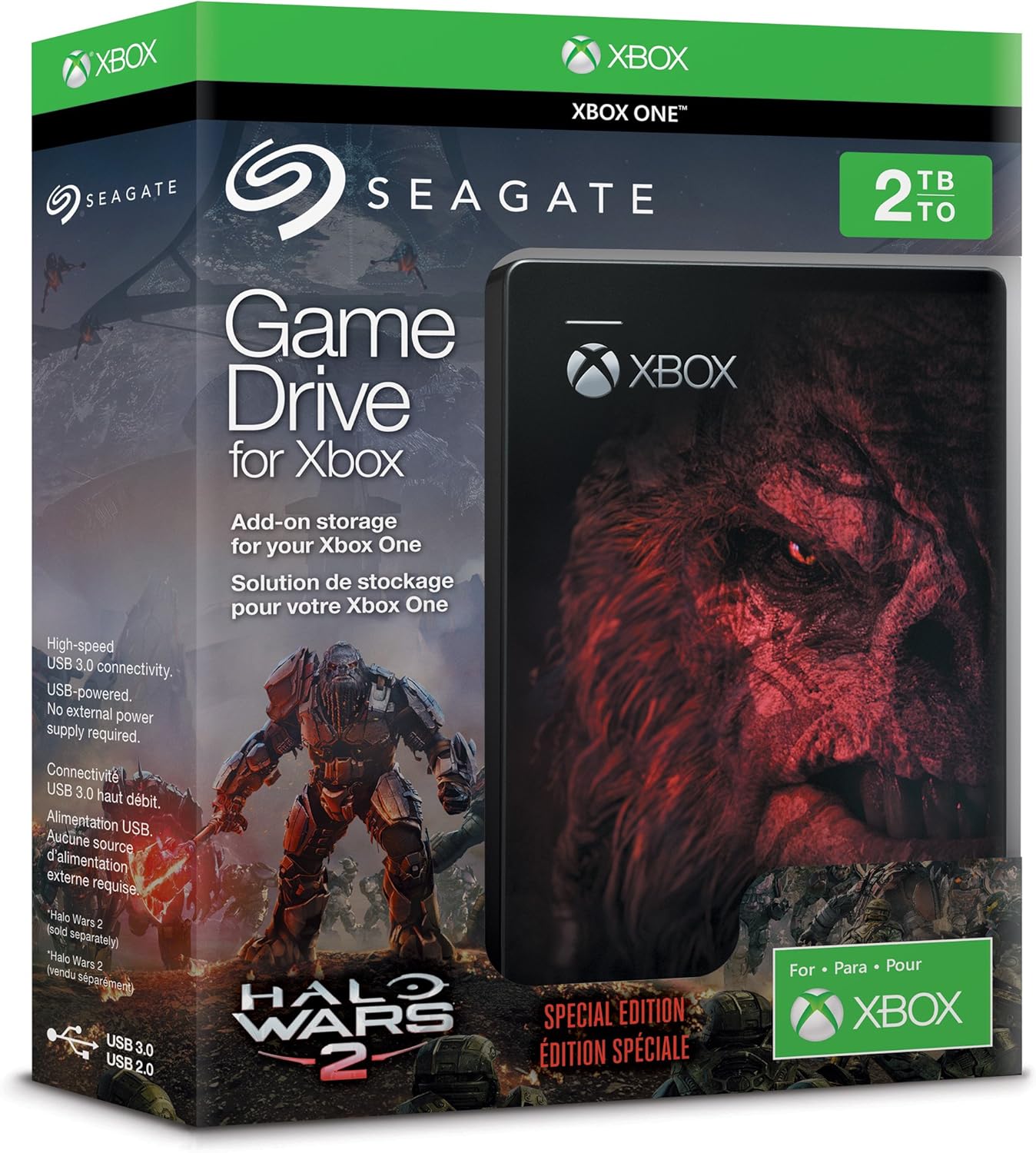 Seagate STEA2000410 2TB Game Drive Xbox Halo Wars 2 Edition
