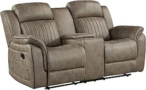 Lexicon 194840116400 Carter Double Reclining Loveseat - Sandy Brown