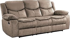 Lexicon Warrenton Brown Faux Suede Double Reclining Sofa — main product image