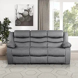 Lexicon Mabel Wall-Hugger Double Reclining Sofa Gray Microfiber