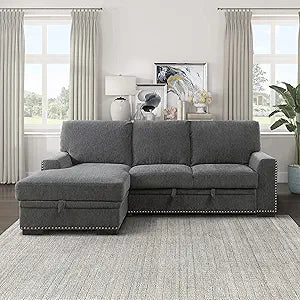 Lexicon Mulligan Sectional Sofa Sleeper Left Chaise Charcoal — main product image