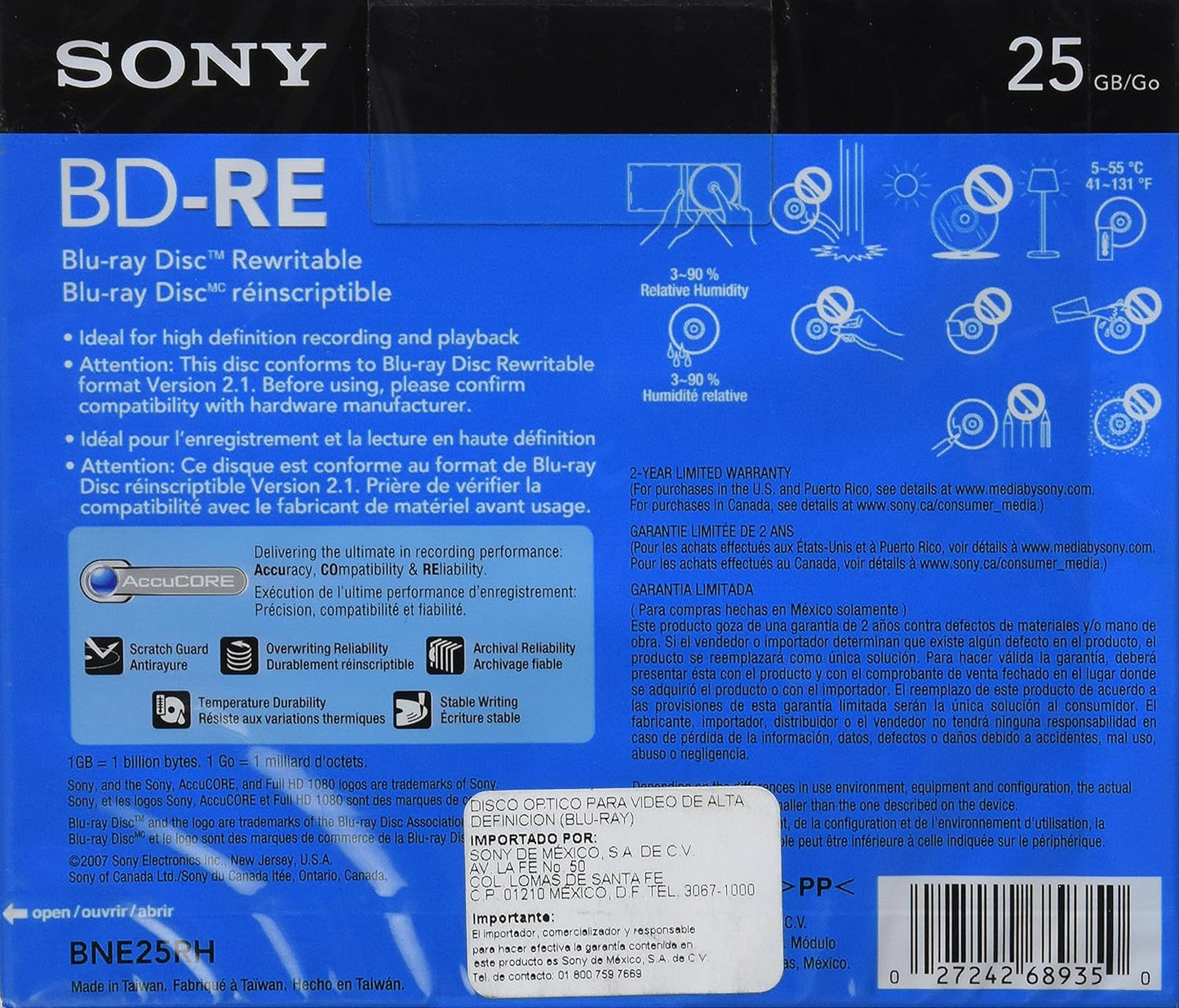 Sony BNE25RH 25GB BD-RE Rewritable Disc - Single Layer