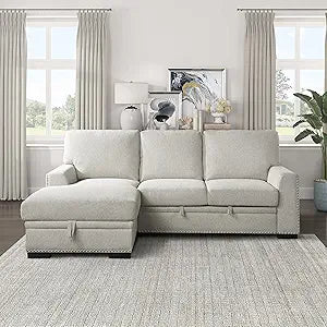 Lexicon 194840169789 Mulligan Sectional Sofa Sleeper Left Beige