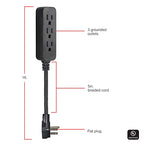 GE Pro Mini 53240 3-Outlet Power Strip, 2 Pack, Black/Gray