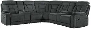 Lexicon Rosnay Chenille Reclining Sectional Sofa - Gray