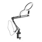 Purokise Clamp-Mount Ring Light with Overhead Phone Holder