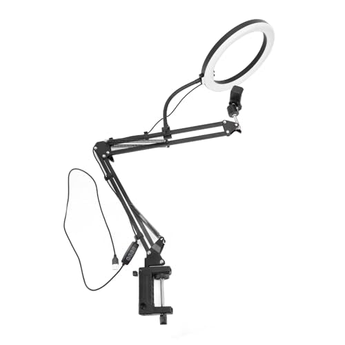 Purokise Clamp-Mount Ring Light with Overhead Phone Holder — main product image