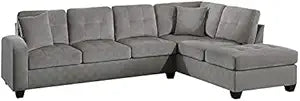 Lexicon Emilio Velvet Taupe Reversible Sectional Sofa