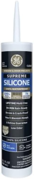 GE Supreme Silicone Caulk - Window & Door Waterproof Clear 12-Pack