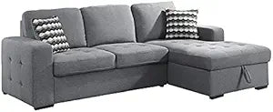 Lexicon Solomon 2-Piece Gray Fabric Sectional with Storage