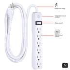 GE 67122 Power Strip: 6-Outlet, 8ft Cord, Heavy Duty, UL Listed